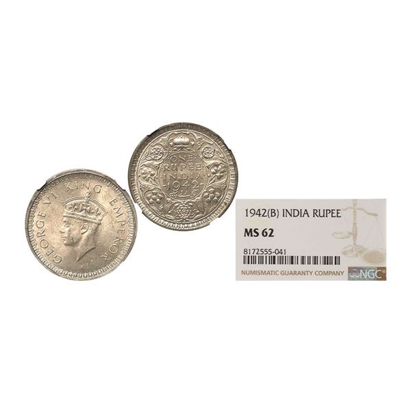 George VI King Emperor, 1942, Silver Rupee, Bombay mint, Choice specimen with sharp strike