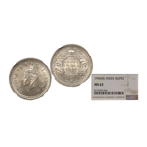 George VI King Emperor, 1944, Silver Rupee, Bombay Mint, Choice specimen with sharp strike