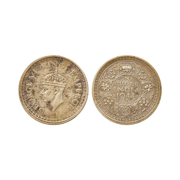 George VII King Emperor, 52% Silver Rupee, 1944, Lahore Mint. George VI King Emperor, 52% 