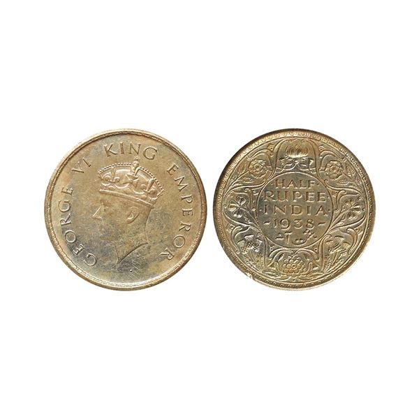 George VI King Emperor, Silver 1/2 Rupee, 1938, Bombay Mint