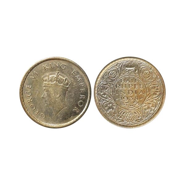 George VI King Emperor, Silver 1/2 Rupee, 1938, Bombay Mint
