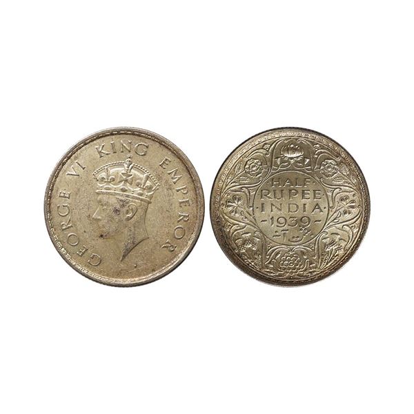 George VI King Emperor, Silver 1/2 Rupee, 1939, Bombay Mint