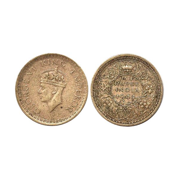 George VI King Emperor, 1944 Half Rupee Lahore mint,