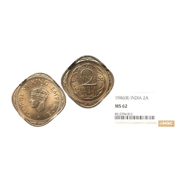George VI King Emperor, 1946, Cupro-Nickle 2 Annas, Bombay mint