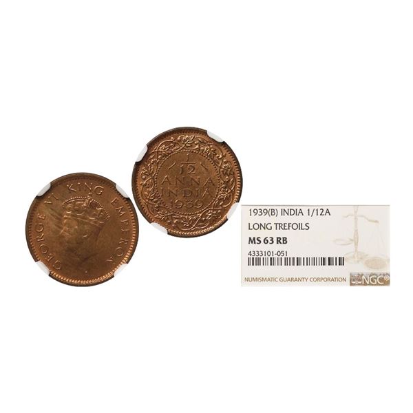 George VI King Emperor, Bronze 1/12 Anna, 1939, Bombay Mint