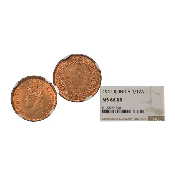 George VI King Emperor, Copper 1/12 Anna, 1941, Bombay Mint