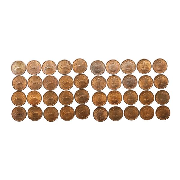 Republic India, Copper Pice, Set of 20 Coins, Bombay Mint