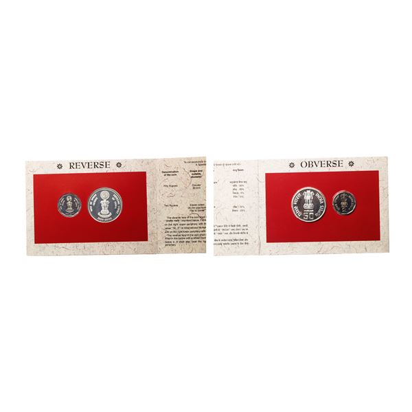 2000, Uncirculated Set, Golden Jubilee of Supreme Court of India, proof set of 2 coins, 50 rupees an