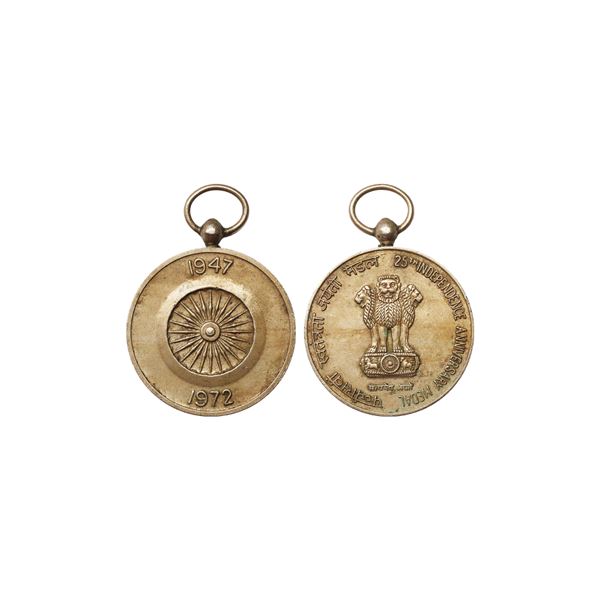 Republic India, 25th Anniversary of Independence, Silver Medal, 1947-1972, 24.16gms