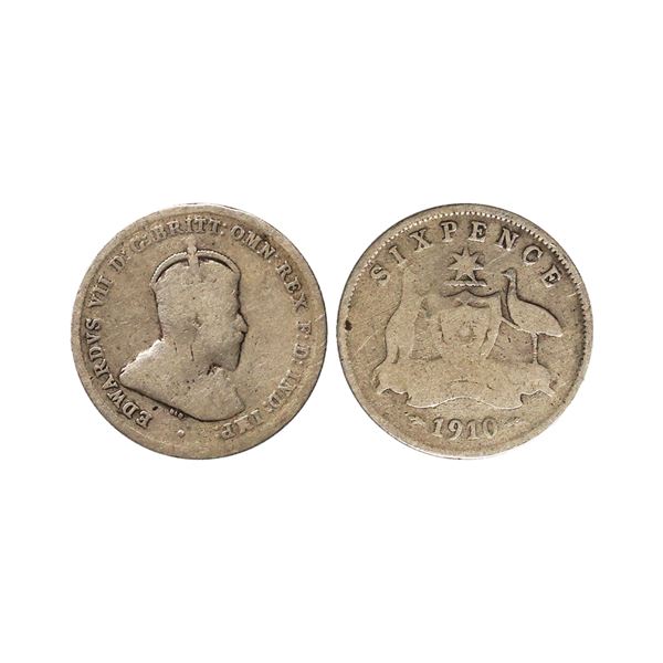 Australia, George V, 1910, Silver 6 Pence