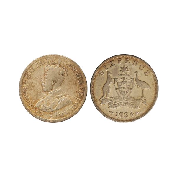 Australia, George V, 1924, Silver 6 Pence
