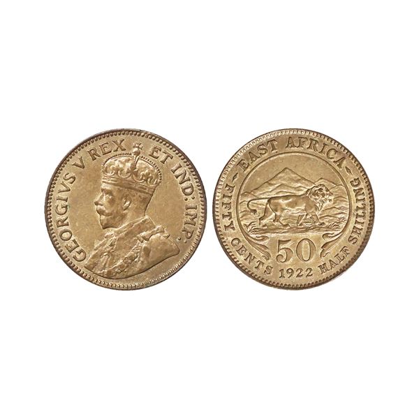 East Africa, George V, 1922, Billon 50 Cents