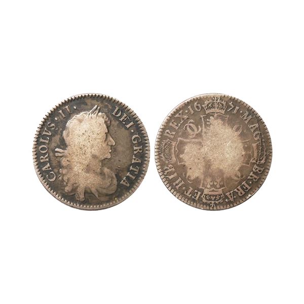 England, Charles II 3rd bust, 1671, Silver ½ Crown