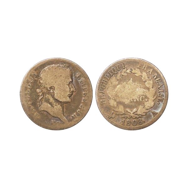 France, Napoleon I, Silver 1 Franc, 1808