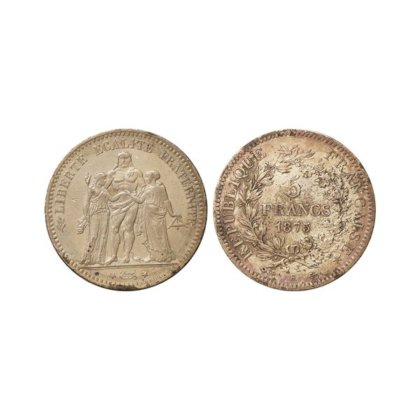 France, Third Republic, 1875, Silver 5 Francs, 24.88g