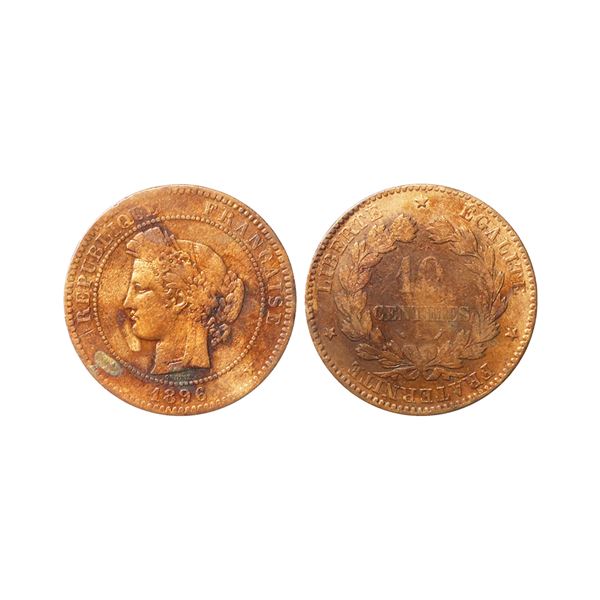 France, Third Republic, 1896, Bronze 10 Centimes