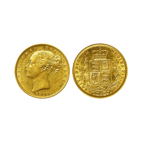 Great Britain, Victoria Queen, Gold Sovereign, 7.97g, 1853, young head.