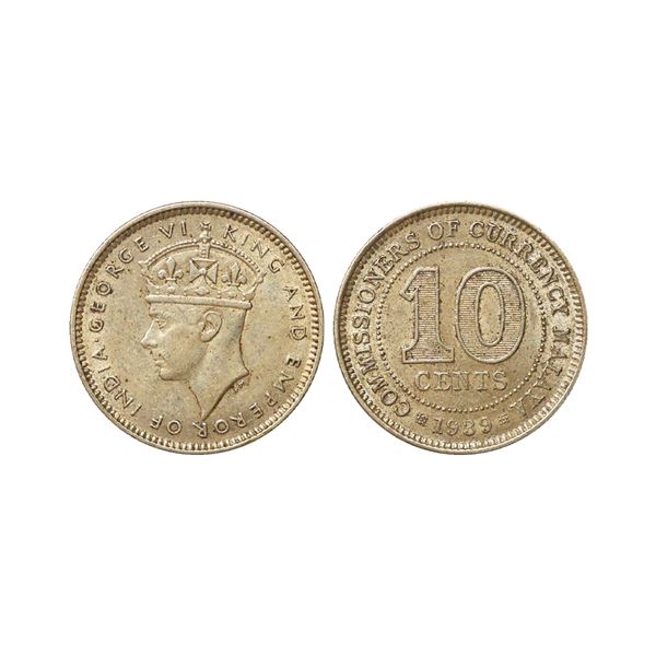 Malaya (British Malaysia), 1939, Silver 10 Cents