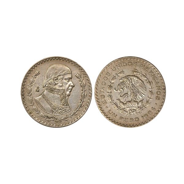 Mexico, Jose Morelos,1964, 1 Peso "Tepalcate", Billon, 15.97gms, Obv. Country na
