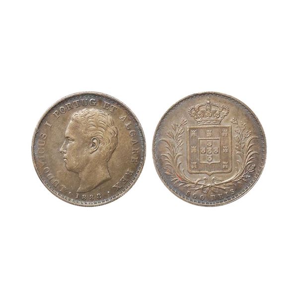 Portugal, Louis I, 1888, Silver 500 Reis 12.46gm, Obv. The portrait of Luís I of Port
