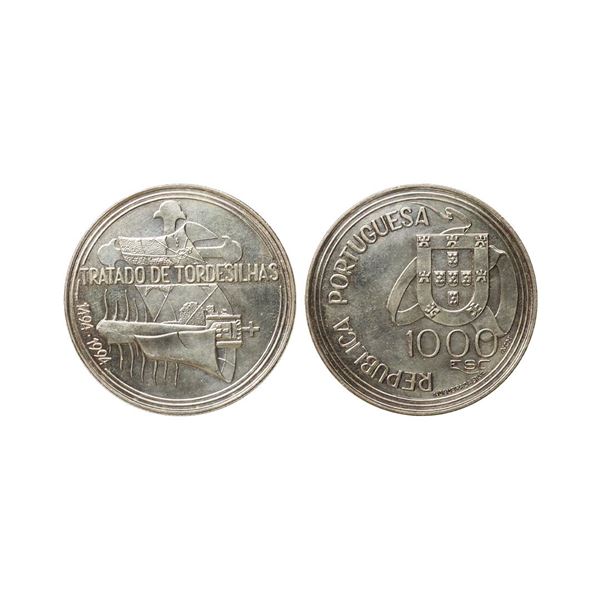 Portugal, Third Republic, Proof issue, (1494-1994), Silver, 1000 Escudos, Commemorative is