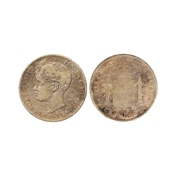 Spain, Provisional Government, 1899, Silver 2 Pesetas, Obv. Crowned Hispania reclining, le