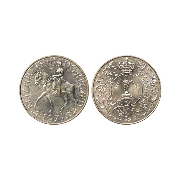 United Kingdom, Elizabeth II, Silver Jubilee, 1977, Copper-nickel 25 Pence, Commemorative issue 25th