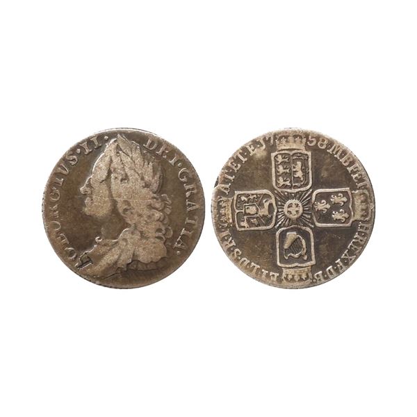 United Kingdom, George II Older bust, 1758, Silver 6 Pence