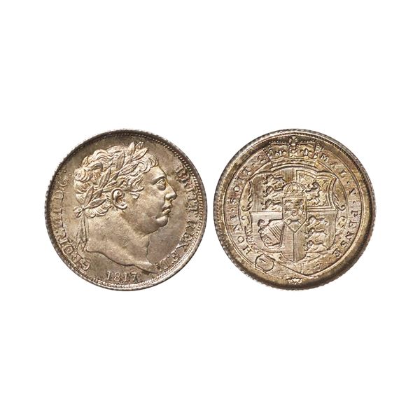 United Kingdom, George III, New coinage, Silver 6 Pence, 1817