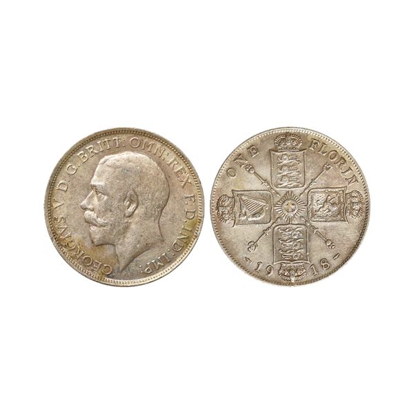 United Kingdom, George V 1st issue, 1918, Silver 1 Florin