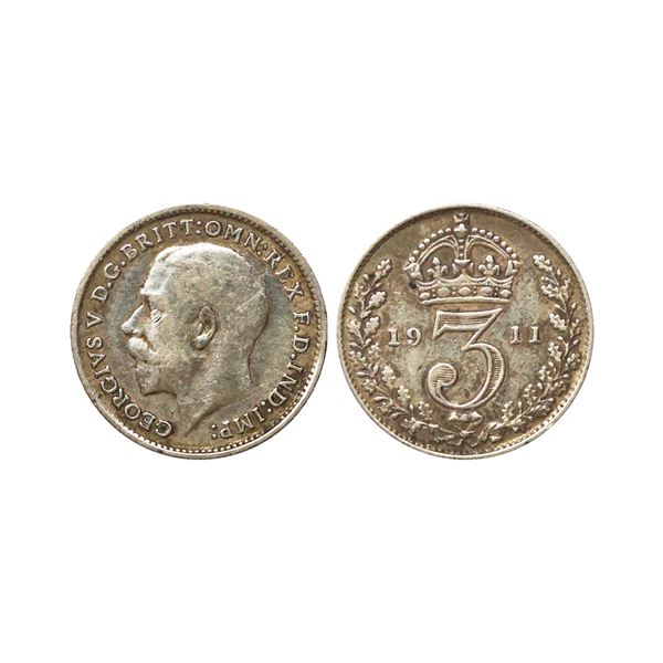 United Kingdom, George V 1st issue; incl. Maundy, 1911, Silver 3 Pence