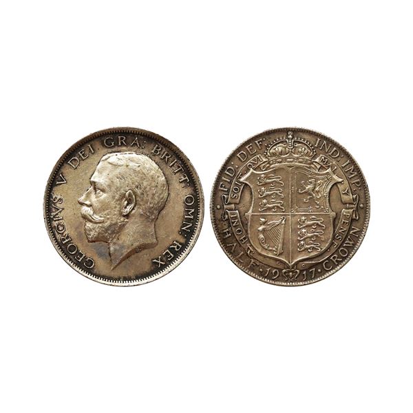 United Kingdom, George V 3rd type, Modified Effigy, 1917, Silver ½ Crown, 14.11grams