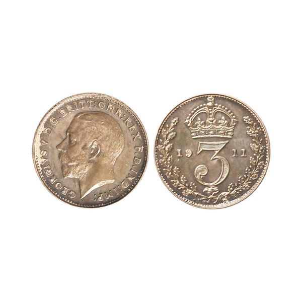 United Kingdom, George V, 1st issue; incl. Maundy, 1911, Silver 3 Pence