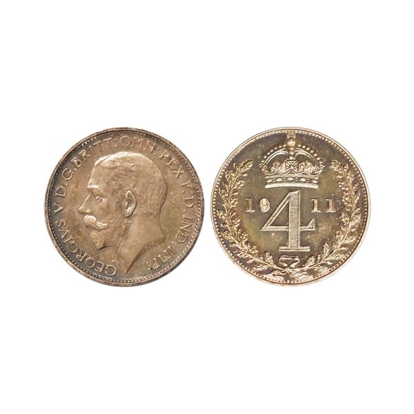 United Kingdom, George V, 1st Maundy issue,1911, Silver 4 Pence