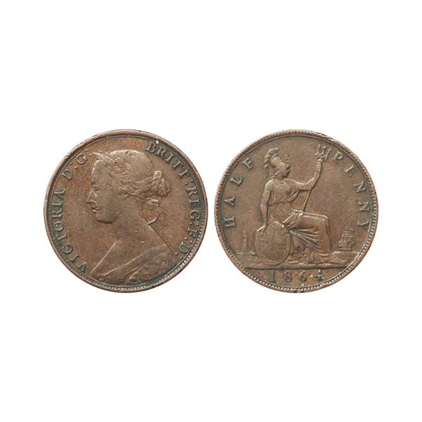 United Kingdom, Victoria 2nd portrait; 1st type, Bronze ½ Penny