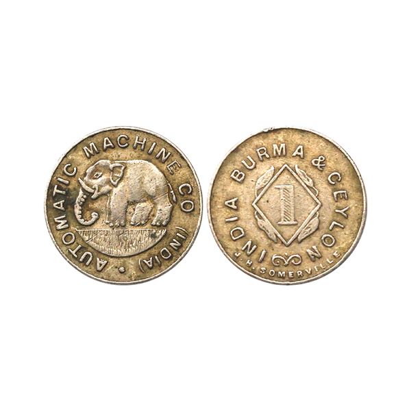 British India,(1930-1947) Dispenser tokens, "Automatic Machine Co."