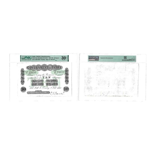 Government of India, Edward VII, Uniface, 10 rupees, 1st issue, green underprint, Bombay circle, dat