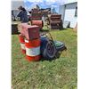 Image 2 : (3) Tires, (3) 30 gal Barrel Wood Tool Boxes