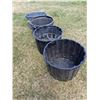 Image 1 : (4) Black Feed Tubs-1 smaller