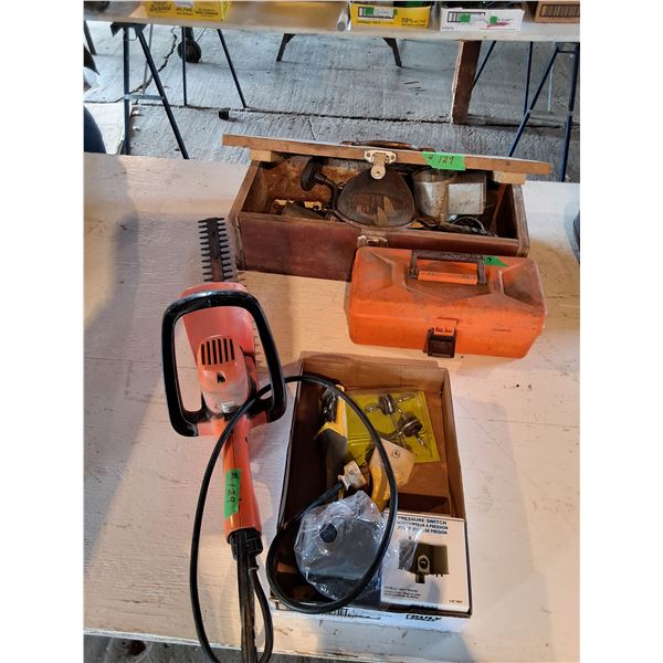 Hedge Trimmer,  Pressure Switch, Wood Box, Misc