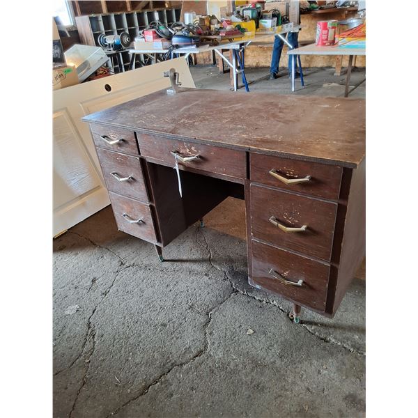 Wooden 7 Drawer Desk