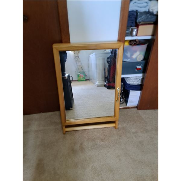 Hand Built Wooden Medicine Cabinet with Towel Bar