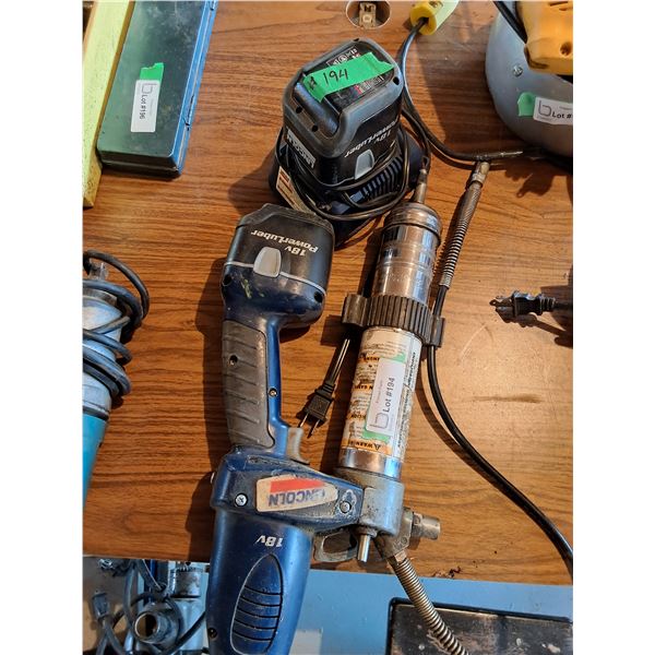 18V Grease Gun Lincoln,  (2) Batteries, Charger