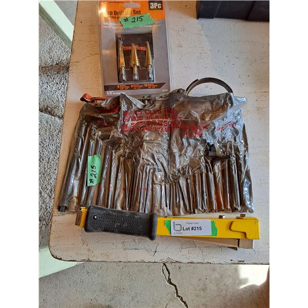 Hammer Stapler, L wrench Set,  Step Drill Set