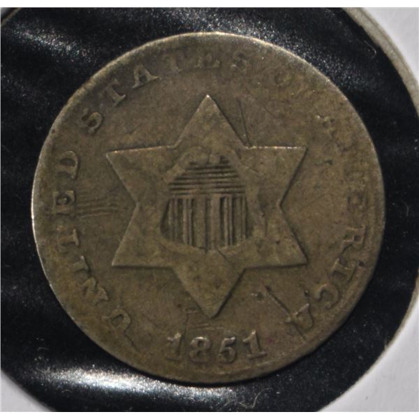 1851 3-CENT SILVER VF