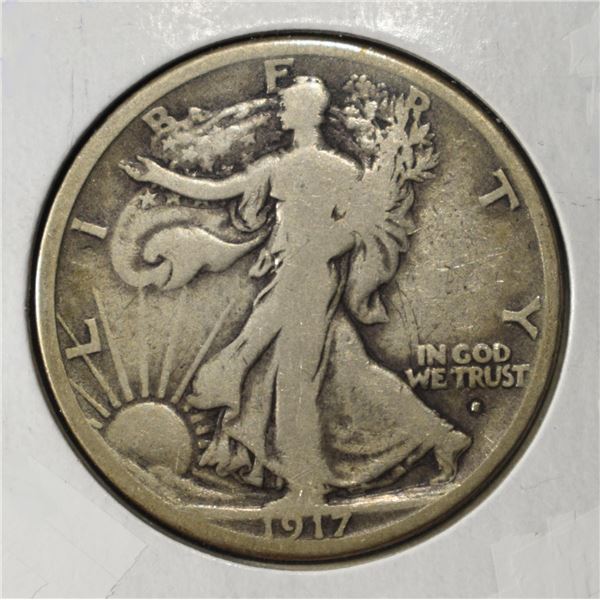 1917-S WALKING LIBERTY HALF DOLLAR FINE