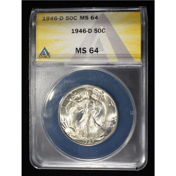 1946-D WALKING LIBERTY HALF DOLLAR ANACS MS-64