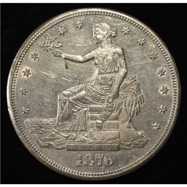 1876-CC TRADE DOLLAR BU LIGHT OLD CLEANING