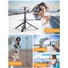 Image 5 : 71" Extendable Tripod/Selfie Stick with Bluetooth Remote; Compact/Easy-Fold Case Design - New