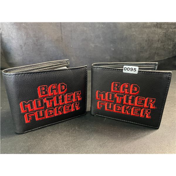 Lot of 2 Pulp Fiction "Bad Mother Fucker" Men's Leather Bifold Wallets - Black/Red - New!